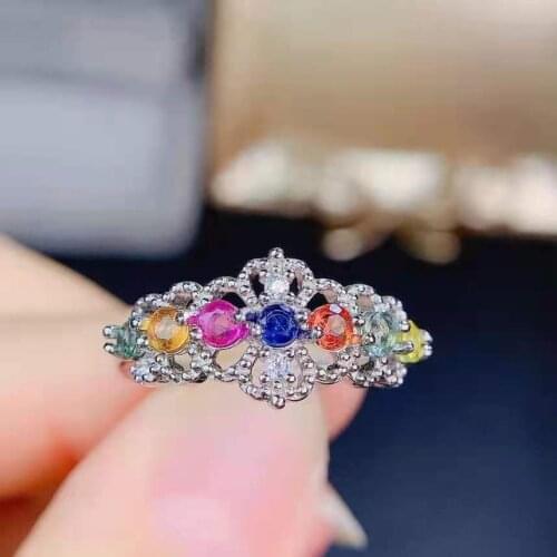 Natural Colour Sapphire Candy Gemstone Real 925 Sterling Silver Womens Ring Fashion Fine Charming Wedding Jewelry MeibaPJFS