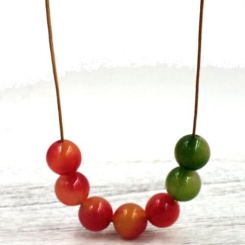 New color fading green yellow Geometric Natural Wood Beads Pendant Necklace new lady woman girl