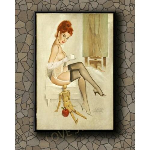 P446 Vintage Beautiful Pin-up Girl Classic Picture 590 Silk Fabric Poster Art Decor Indoor Painting Gift
