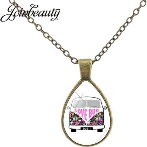 JOINBEAUTY London Bus Urban Public Transport Tear Drop Necklace Fashion Water Drop Pendant Accessories Gifts For Traveler H191