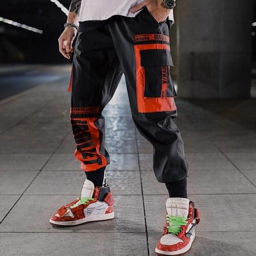 Casual mens beam harem pants Patchwork Hip Hop Mens Dance Pants loose sports pants streetwear Cargo Joggers trousers