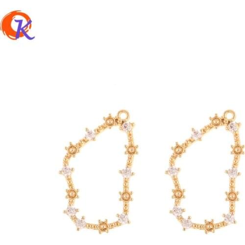 Cordial Design 20Pcs 14*24MM Jewelry Accessories/CZ Charms/Irregular/Genuine Gold Plating/DIY Making/Hand Made/Earring Findings
