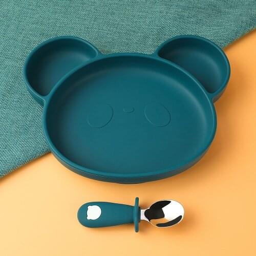 Panda Shape Silicone Baby Suction Bowl Slip Resistant Learning Feeding Tableware Kids Plate/Tray Suction Cup Baby Dinnerware