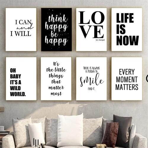 Nordic Quotes Wall Art Poster And Print Inspirational Word Canvas Painting Black White Minimalist Picture Living Room Home Decor