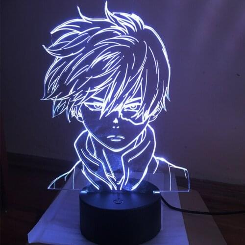 Led Night Light LampAnime My Hero Academia Shoto Todoroki Face Design for Kids Child Boys Bedroom Decor Acrylic Table Lamp Gift
