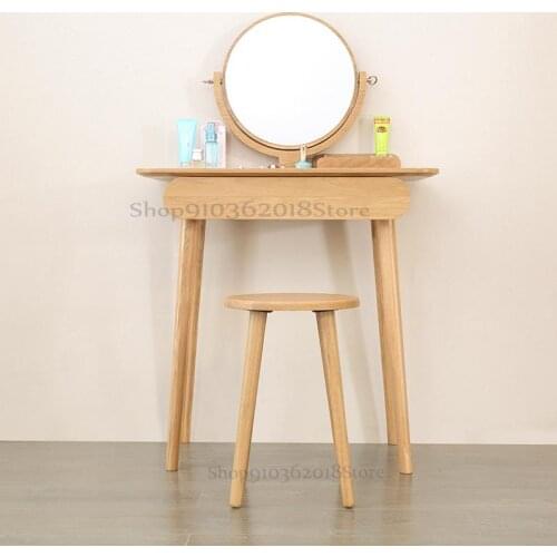 All Solid Wood Dressing Stool Oak Small Round Stool Nordic Simple Modern Bedroom Makeup Stool B4131
