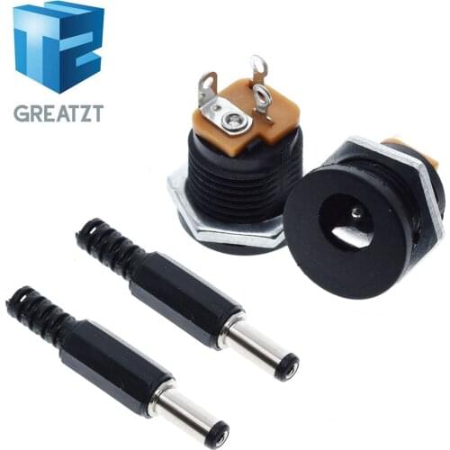 GREATZT 10Pcs DC-022 5.5-2.1 / 5.5 x 2.1mm DC Power Socket/ DC Connector Panel Mounting DC022