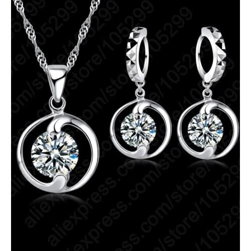 Unique Real Pure 925 Sterling Silver TOP Quality Vintage 18in Cubic Zirconia Fine Jewelry Sets For Women Fast Shipping
