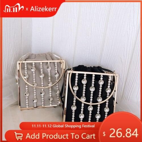 Crystal Metal Evening Bag Female 2020 Fashion Gold Small Square Diamonds Evening Purse Women Hollow Out Dinner Handbag Wholesale