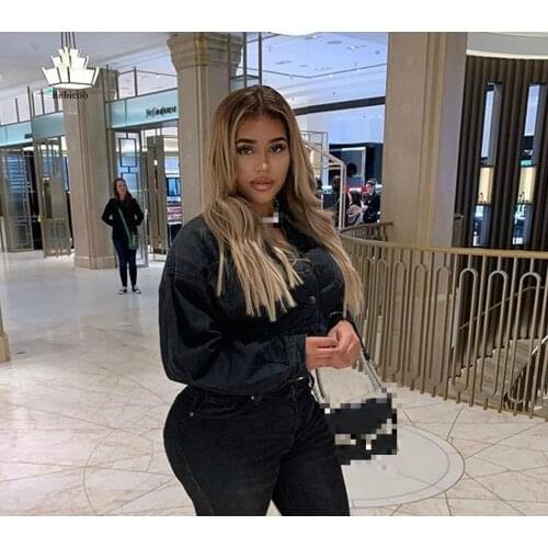 Spring Black Solid O-neck 2020 jacket Long sleeve Crop Top Night Club Young WInd Coat Streetwear Plus Size