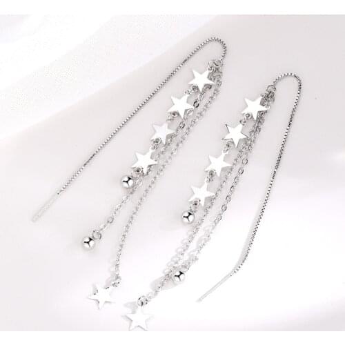 Drop Earrings Round Beads Tassel Long Star For Women Korean Simple Fashion Vintage Creative Hot Girlfriend Gift Jewelry BOYULIGE
