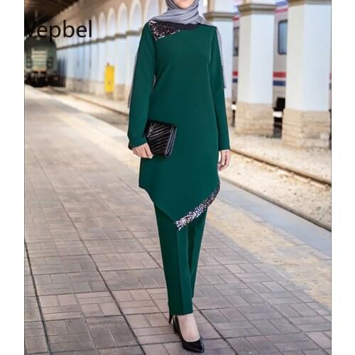 Wepbel 2 Piece Banquet Abaya Dress Islamic Clothing Muslim Sets Women Wear Suit Dress Middle East Ramadan Robe Muslim Sets