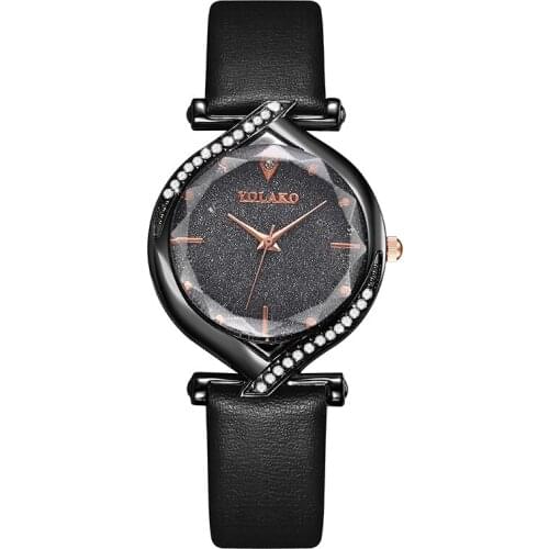 Women Watches Luxury Fashion Brand Geometric Surface Design Ladies Quart Watch Casual Black Female Leather Bracelet Wristwatches
