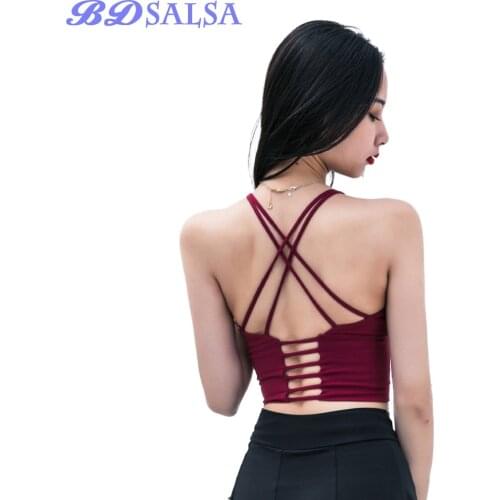 2020 Tops Latin Dance Clothes New Female Adult Dancing Cloth Summer Sexy Practice Dance Coat ZD34 Cotton Suspenders FOR GIRL