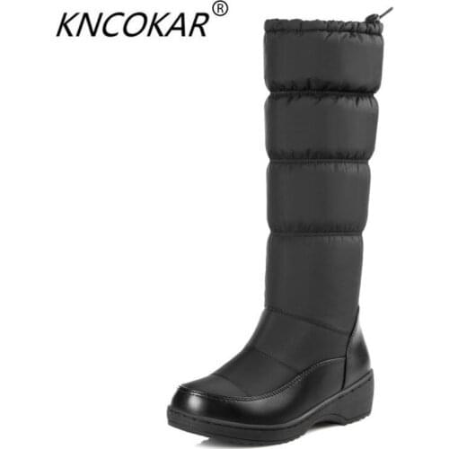 KNCOKAR 2018 winter heat sales waterproof and slip-proof size snowshoe boots on the platform of womens shoes with low down