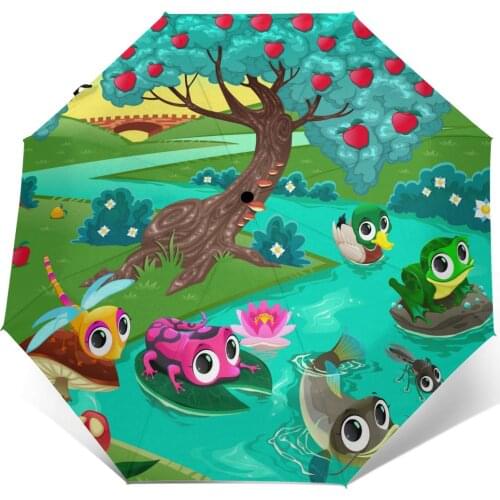 Sunny Umbrella Cute Animals River Automatic folding portable men women umbrella Sunscreen rain Windproof beach parasol