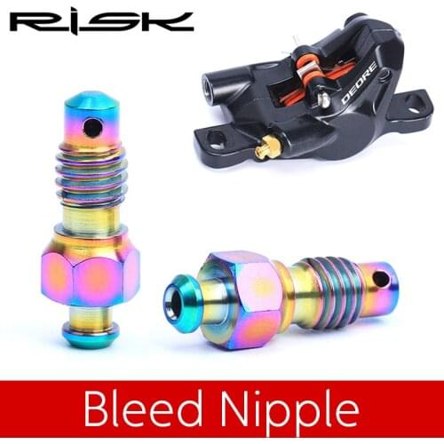 RISK 2pcs M6x11mm MTB Titanium Alloy Oil Disc Brake Bleed Nipple Exhaust Screw TC4 Mountain Bike Brake Clamp Oil Injection Bolts