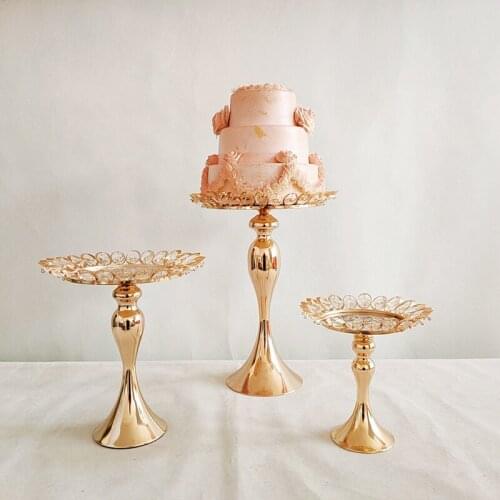 3pcs/lot Electroplate Metal Cake Stand Set Display Wedding Birthday Party Dessert Cupcake Plate Rack