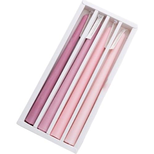 4pcs Elegent Taper Candles 9.8inch Tall 4.5 Hour Long Burning Burning Smokeless Dinner Long Scented Candles Table Party