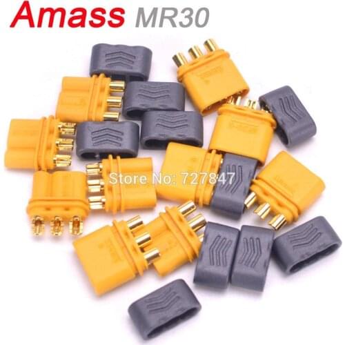 5 / 10 / 20 pairs Amass MR30 MR30-M Connector Plug With Sheath Female Male RC Gold Plated for Lipo Battery Multicopter Airplane