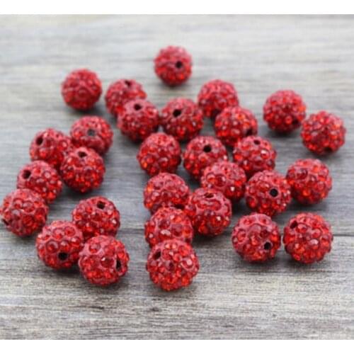 Free Shipping!10mm 50pcs/pack Red crystal Crystal Beads.polymer clay wholesale ball beads fit crystal Necklace Jewelry