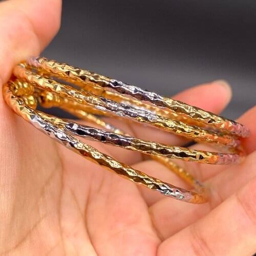 Dubai Bangles for Women Africa Silver White Gold Bangles Bracelets Indian Two-tone Balls Hand Chain Wedding Jewelry Gift