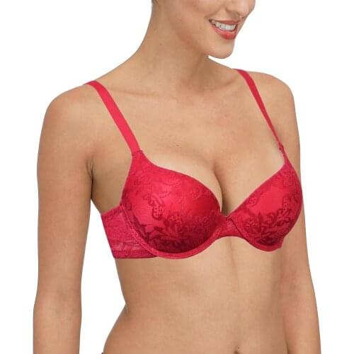 Vgplay Red Bra Lace Floral Padded Push Up Strength Womens Bra Plus Size Solid Adjusted Lingerie Big Cup For Bing Breast