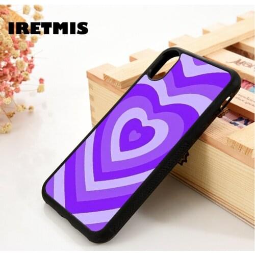 Iretmis 5 5S SE 6 6S TPU Silicone Rubber Phone Case Cover for iPhone 7 8 Plus X Xs 11 12 MINI Pro Max XR Purple Illusion Hearts