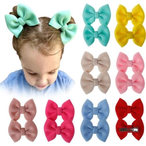 Kids Hair Clip 2Pcs/Set Black Yellow Solid Color Bow Barrettes Girl Baby Ribbon Hairpins 2020 Hot Sale Solid Hair Accessories