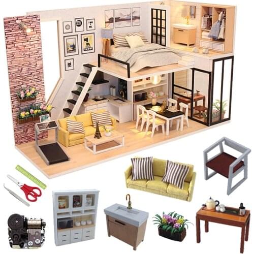 Diy House Miniature Dollhouse Kit Modern Style Roombox Model Building Christmas Goods Gift Kids Toys Wooden Doll House Furniture