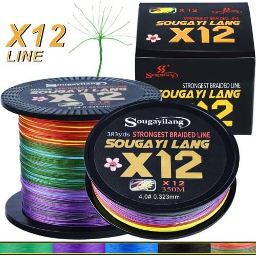 Sougayilang X12 Fishing Line PE Braided Fishing Wire 12 Strands Top Grade Fishing Toolsaltwater and Freshwater Fishing Tackle