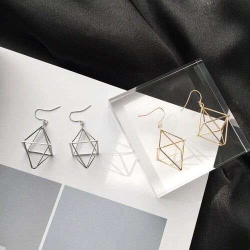 1 Pair Geometric Lantern Pyramid Three - Dimensional EarringsTassel Earring Cubic Zirconia Earrings Big Dangle Earrings