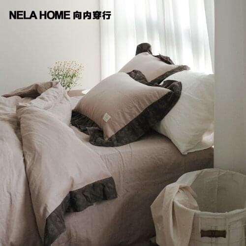 Cotton Double-Layer Yarn Four-Piece Set Small Lace Soft Four Seasons Spring and Summer Bedding
