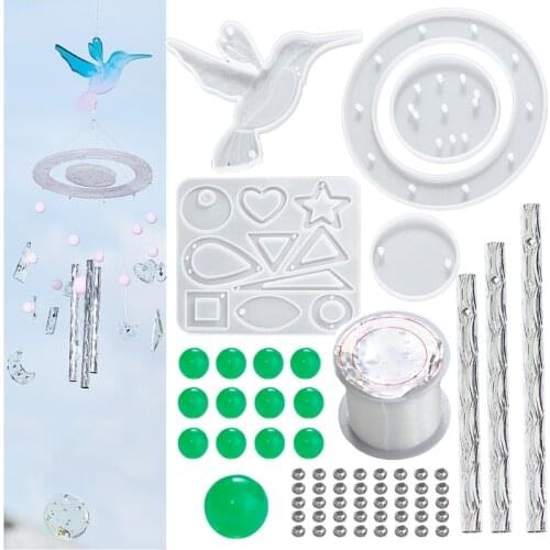 Crystal Epoxy DIY Mold Wind Chime Material Kit Hummingbird Sun Star Moon Butterfly Dragonfly Fairy Fantasy Ornaments