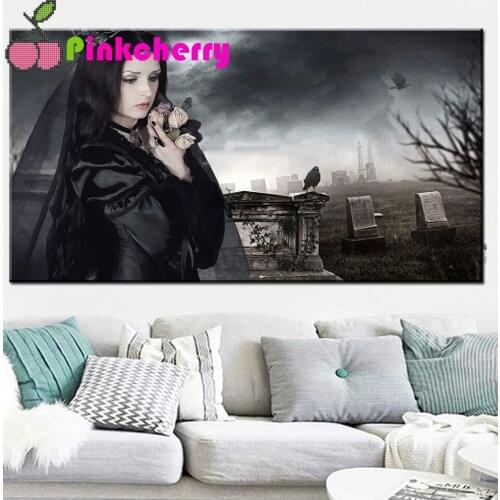 5D DIY Dark wind pretty girl wings picture Diamond Painting Full Square Round Diamond Embroidery Home Decor Mosaic decor k699