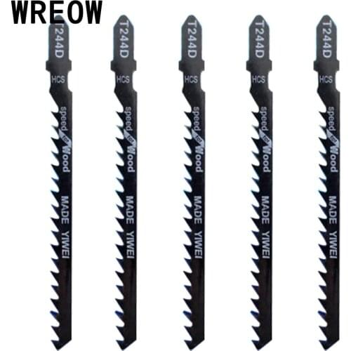 WREOW 5pcs High Carbon Steel Jig Saw Blades PVC Fibreboard Reciprocating Saw Blade Power Tools For Clean Cutting Wood T244D 74mm