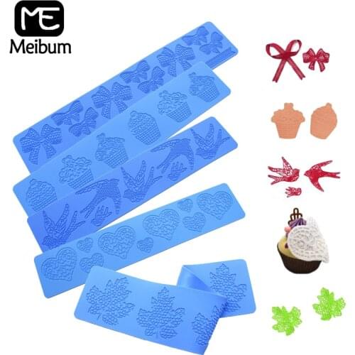 Meibum 6 Types Fondant Moulds Silicone Cake Molds Dessert Decoration Embossing Lace Mat Kitchen Sugar Craft Baking Tools