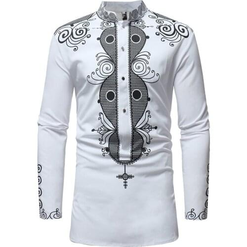 Men African Clothes 2020 Brand African Dashiki Print Shirt Men Hip Hop Streetwear Casual Shirts Male African Clothing Camisas