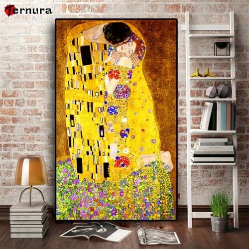 Gustav Klimt kiss Abstract Oil Painting DIY Diamond Painting Cross Stitch Kits Mosaic Painting Embroidery Full Drill Home Decor