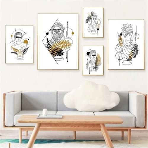 Olive Zeus Apollo Sculpture Greek Gods Wall Art Canvas Painting Nordic Posters And Prints Wall Pictures For Living Room Decor