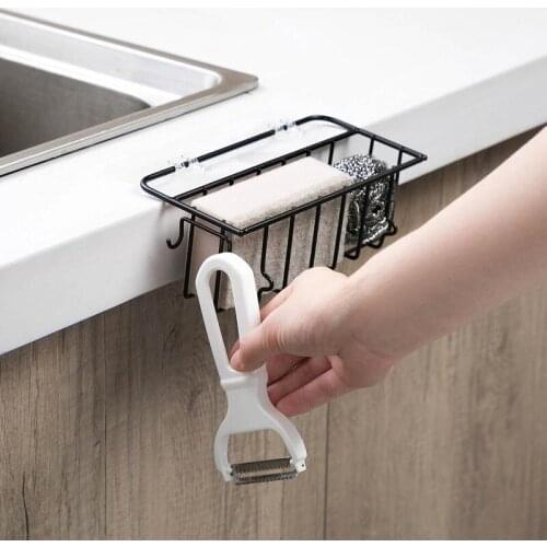 Wall Mounted Wrought Iron Sink Rack Pool Rag Draining Shelf Kitchen Sink Sponge Storage Rack Holder Sink Organizer