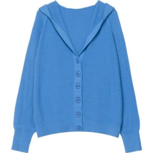 New Korean Version Of The Bat Sleeve Jacket Autumn And Winter Knitted Cardigan Solid Color Single-Breasted Hooded Jacket Women