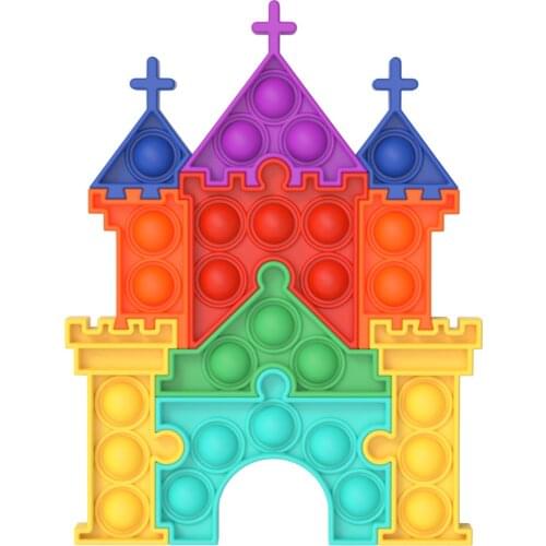 New Arrival 10 Piece Puzzle Castle Shape Push Pop Bubble Fidget Toy Squeeze Popper Sensory Game Silicon Gift for Stress Relief