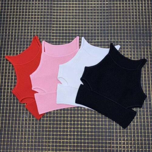 Wholesale New Top multiple colour Stretch knitting fashion Match Leisure Short paragraph celebrity bandage Tops