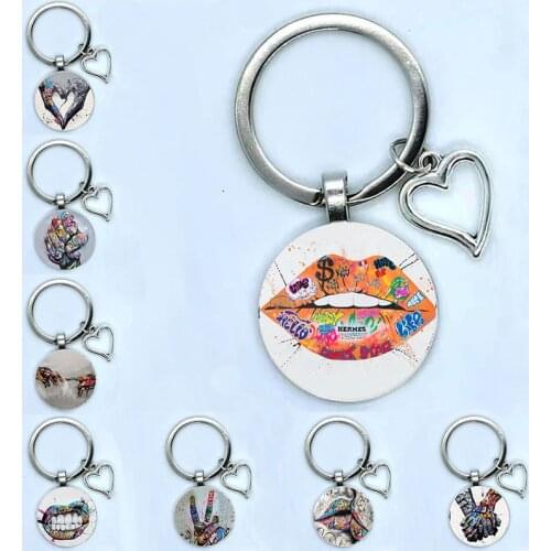 Personalized Fashion Key Ring Graffiti Art Lovers Kiss Key Ring, Holder Jewelry Key Chain Gift