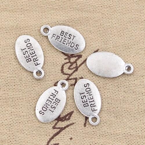15pcs Charms Plates Best Friends 19x10mm Antique Pendant fit,Vintage Tibetan Bronze Silver color,DIY Handmade Jewelry