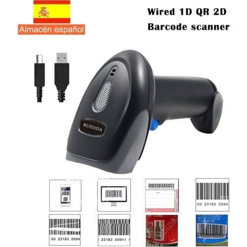 2D 1D QR Barcode Scanner PDF417 Wired Handheld Barcode Reader USB Support Mobile Phone iPad