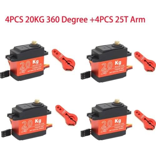 4PCS JMT Waterproof 20KG 90-360 Degree Large Torque Digital Coreless Servo Aluminium Metal Gears For RC Car Crawler Boat Plane