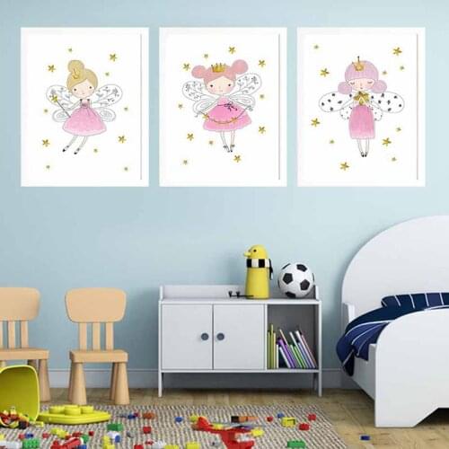 Fresh and Lovely Little Girl Decorative Canvas Kawaii Painting Childrens Room Bedroom Background Wall Art Hanging Mural Cute