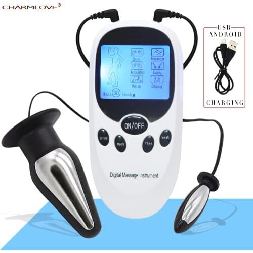 USB Charge Electric Shock Big Plug Electro Shock Massage Anal Plug Stimulation Medical Themed Toys Adult Play Games for Womans